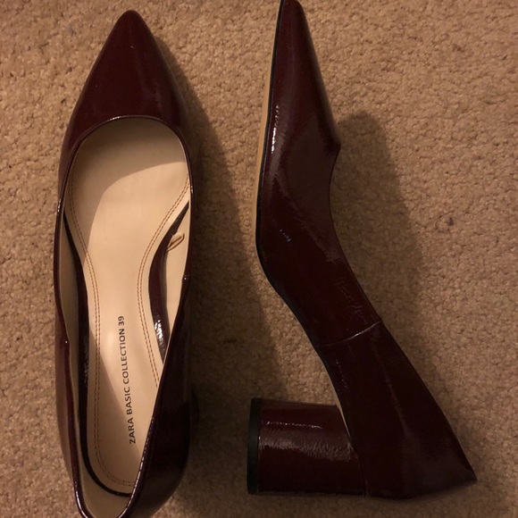 Zara burgundy block heels - Picture 3 of 6